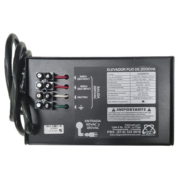 Elevador De Voltaje 2000VA 110/220Vac EF2000VA
